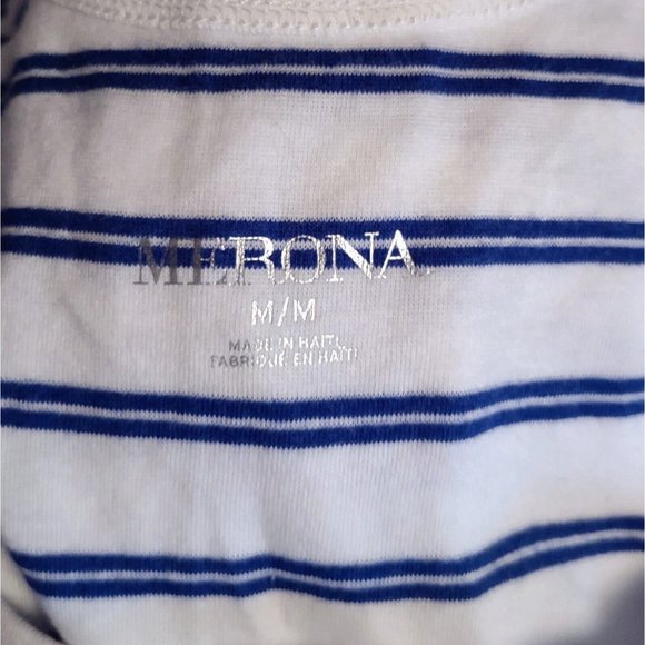 Merona Womens Tank Top Size Medium Blue White  Striped - Picture 6 of 6